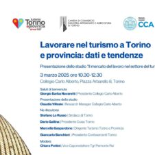 “Lavorare nel turismo a Torino e provincia: dati e tendenze”. Lunedì 3 marzo la presentazione dello studio curato dal Collegio Carlo Alberto con il sostegno di Camera di commercio, Turismo Torino e Confesercenti